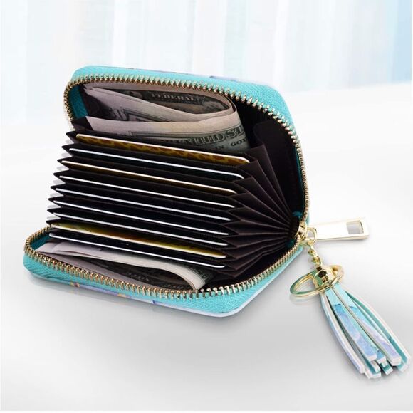 Blue Marble Leather Compact Wallet - Picture 3 of 4